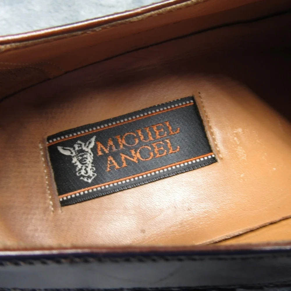 Miguel Angel Monk Strap Shoes Men 9 Brown Leather Dress Cap Oxford Spain Formal